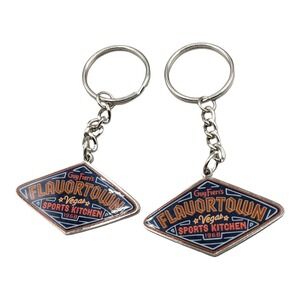 Guy Fieri Flavortown Vegas Sports Kitchen Keychain Set of 2 Navy Orange Diamond